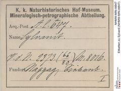 Etiketten zu Sylvanit (NHMW-MIN-Al647)